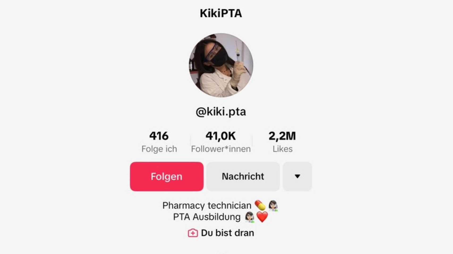 Screenshot einen TikTok-Profils mit 41 Tausend Abonnenten
