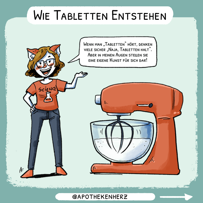 Wie Tabletten entstehen, beschreibt Anna Fuchs in ihren Comics.
