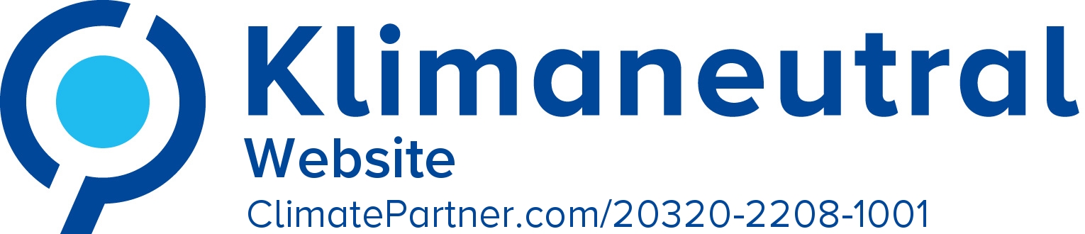 Label von ClimatePartner zur Klimaneutralität der Webseite.