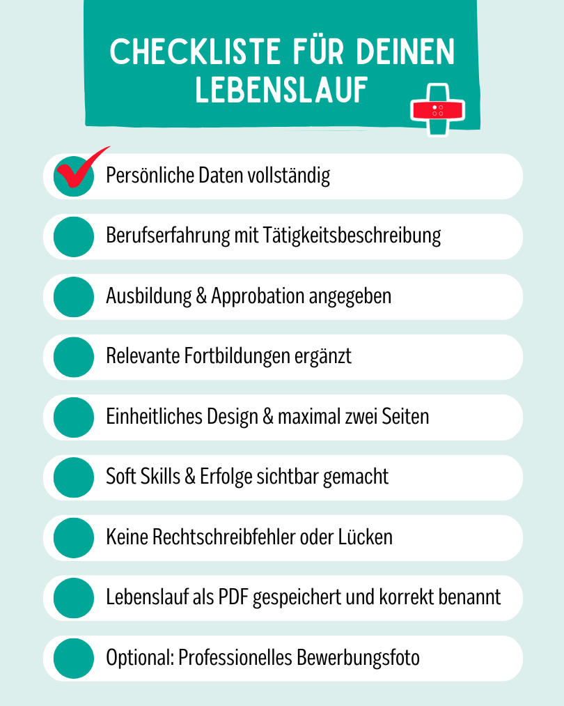 Checkliste für deinen Lebenslauf Checkliste Lebenslauf Apotheker