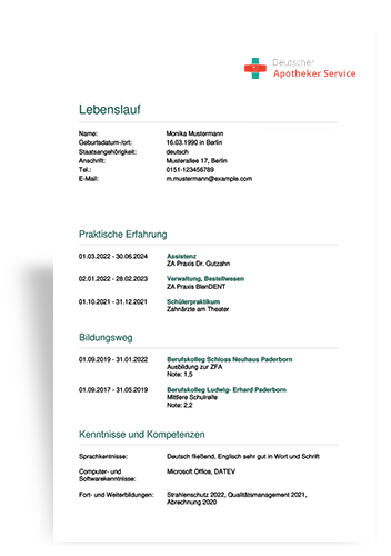 Lebenslauf-Vorschau